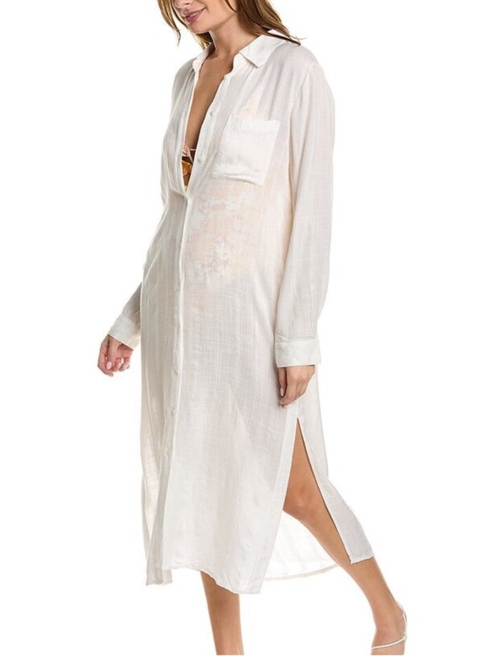 L*Space Lisboa Tunic Midi Shirt Dress Cover Up White